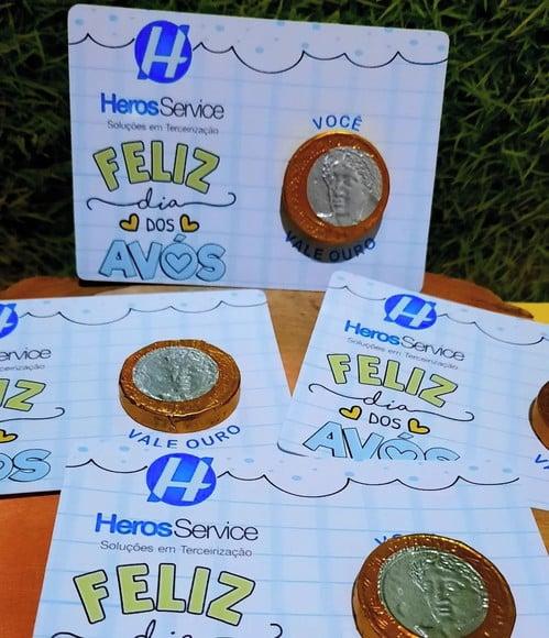 Card com Moedinha de Chocolate ao Leite- Dia dos Avós