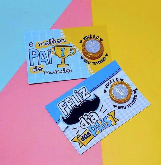 Card com Moedinha de Chocolate ao Leite- Dia dos Pais