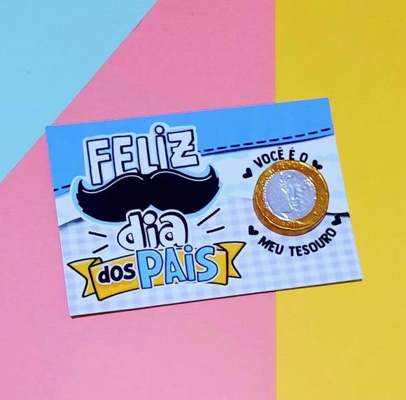 Card com Moedinha de Chocolate ao Leite- Dia dos Pais