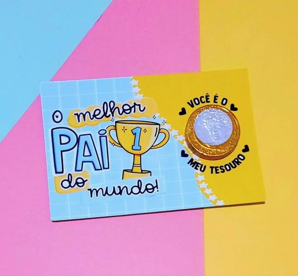 Card com Moedinha de Chocolate ao Leite- Dia dos Pais