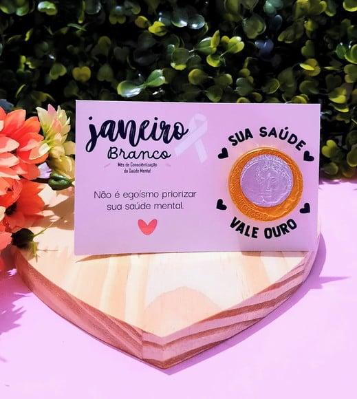 Card com Moedinha de Chocolate ao Leite- Janeiro Branco