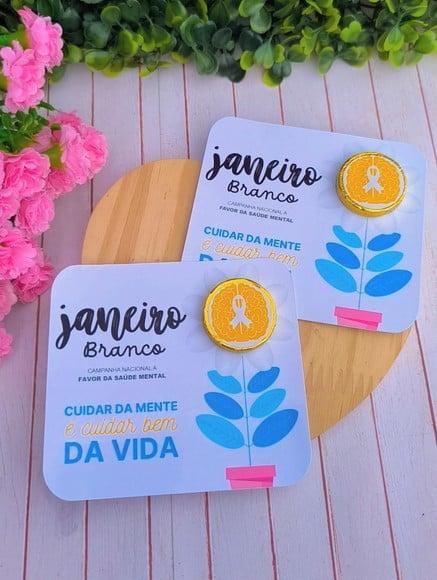 Card com Moedinha de Chocolate ao Leite- Janeiro Branco