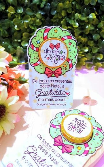 Card com Moedinha de Chocolate ao Leite- Natal