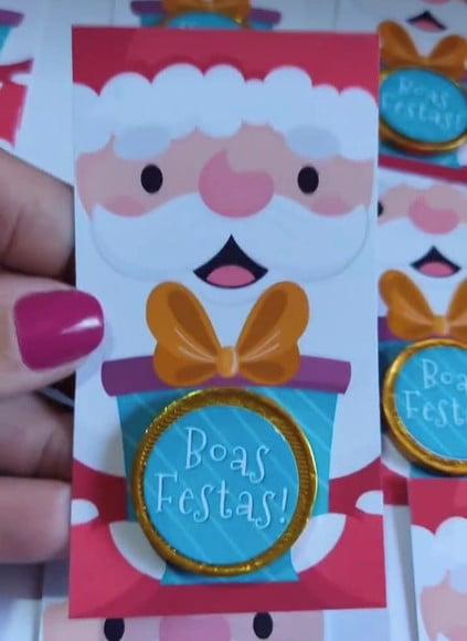 Card com Moedinha de Chocolate ao Leite- Natal