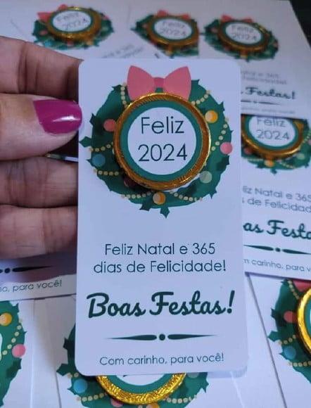Card com Moedinha de Chocolate ao Leite- Natal