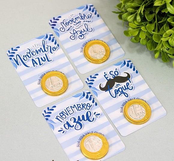 Card com Moedinha de Chocolate ao Leite- Novembro Azul