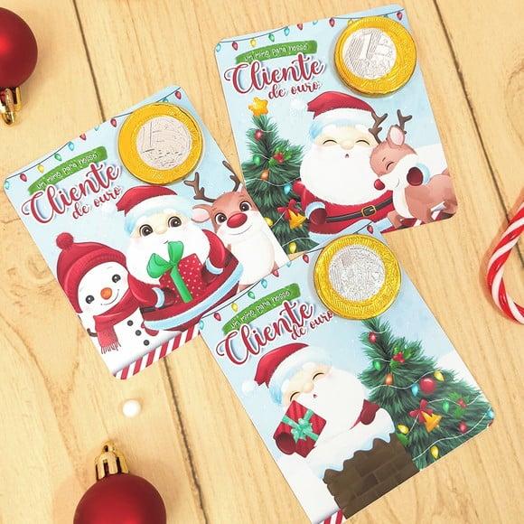 Card com Moedinha de Chocolate ao Leite- Natal