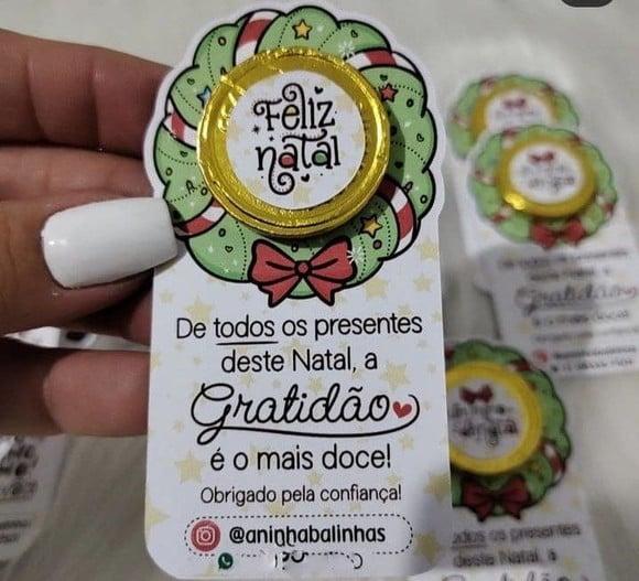 Card com Moedinha de Chocolate ao Leite- Natal
