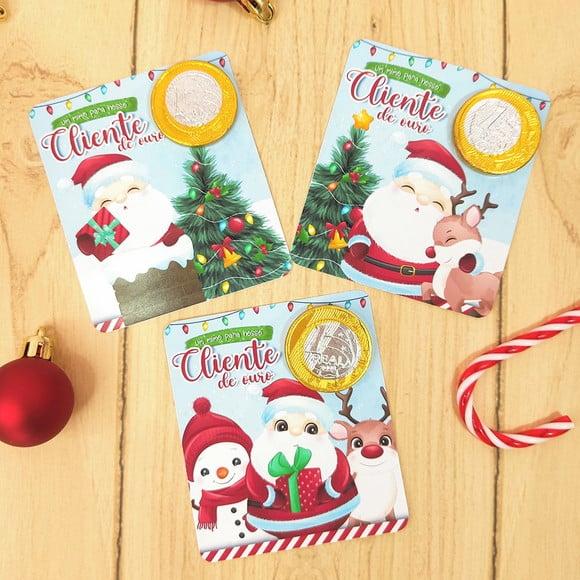 Card com Moedinha de Chocolate ao Leite- Natal