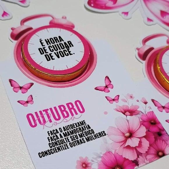 Card com Moedinha de Chocolate ao Leite- Outubro Rosa