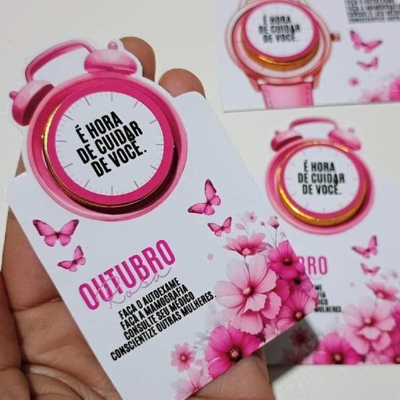 Card com Moedinha de Chocolate ao Leite- Outubro Rosa