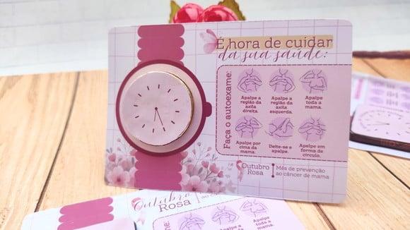 Card com Moedinha de Chocolate ao Leite- Outubro Rosa