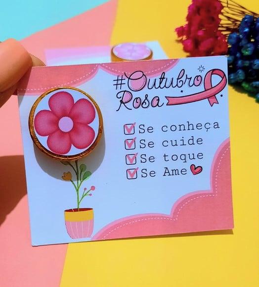 Card com Moedinha de Chocolate ao Leite- Outubro Rosa