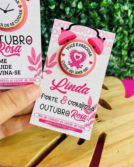 Card com Moedinha de Chocolate ao Leite- Outubro Rosa
