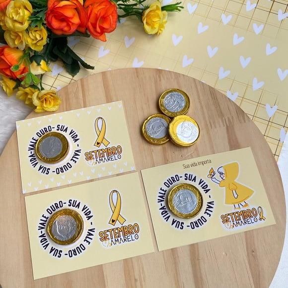 Card com Moedinha de Chocolate ao Leite- Setembro Amarelo