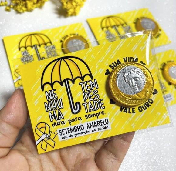 Card com Moedinha de Chocolate ao Leite- Setembro Amarelo
