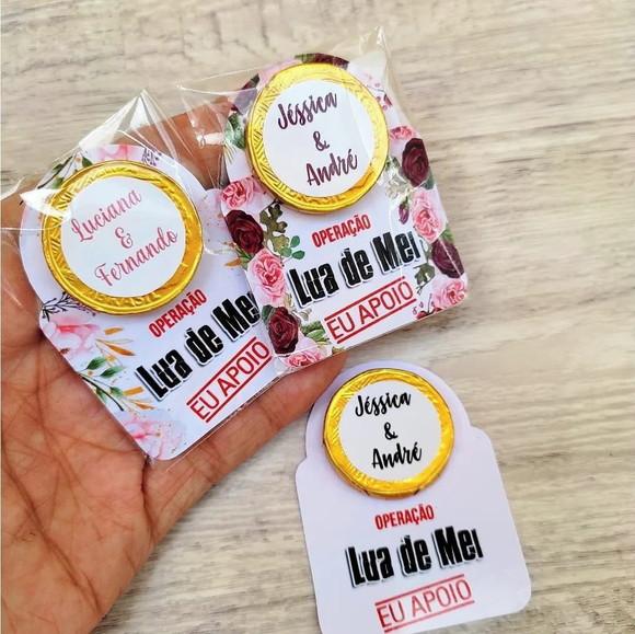 Card com Moedinha de Chocolate- Operação Lua de Mel