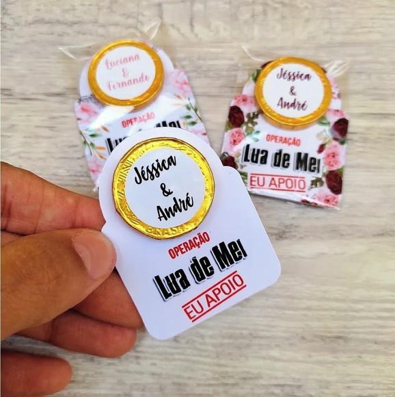 Card com Moedinha de Chocolate- Operação Lua de Mel