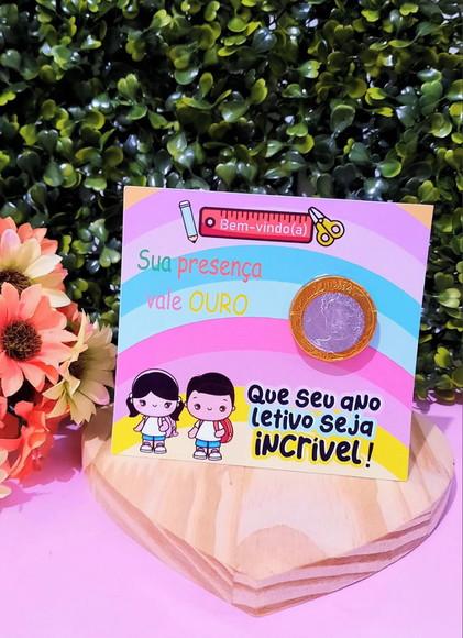 Card com Moedinha de Chocolate- Volta as Aulas