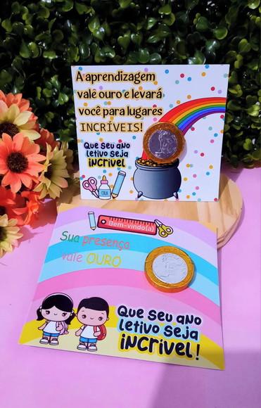 Card com Moedinha de Chocolate- Volta as Aulas