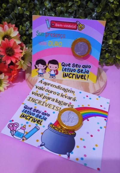 Card com Moedinha de Chocolate- Volta as Aulas