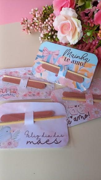 Card com Palitinho e Mini Lixa- Dia das Mães