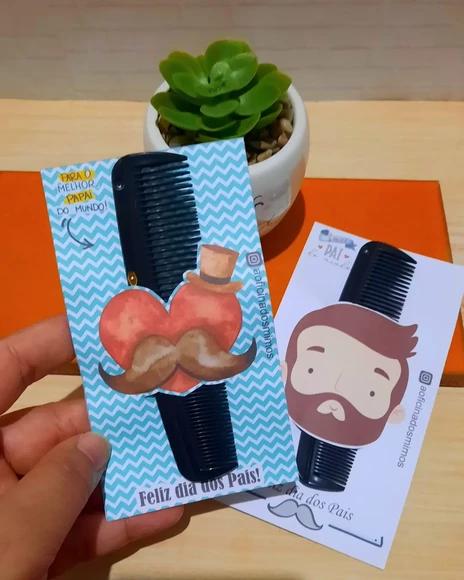 Card com Pente de Bolso- Dia dos Pais