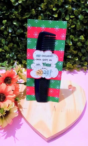 Card com Pente de Bolso- Natal
