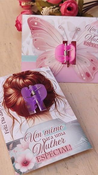 Card com Piranha de Cabelo- Dia da Mulher