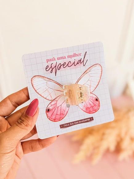 Card com Piranha de Cabelo- Dia da Mulher
