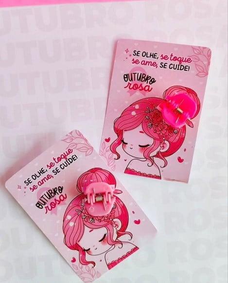Card com Piranha de Cabelo- Outubro Rosa