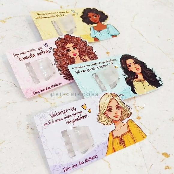 Card com Piranha de Cabelo- Dia da Mulher
