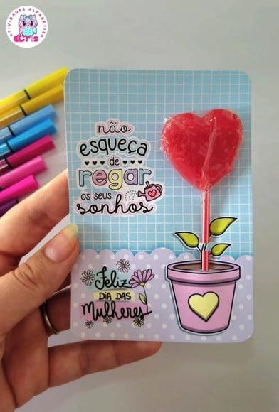 Card com Pirulito- Dia da Mulher