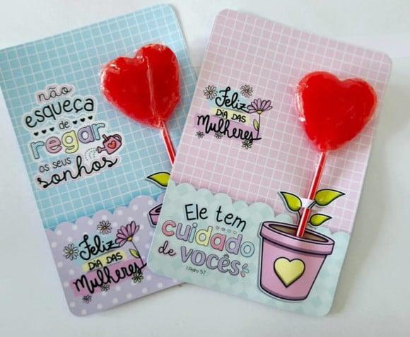 Card com Pirulito- Dia da Mulher
