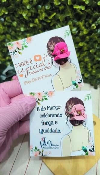 Card com Prendedor de Cabelo- Dia da Mulher