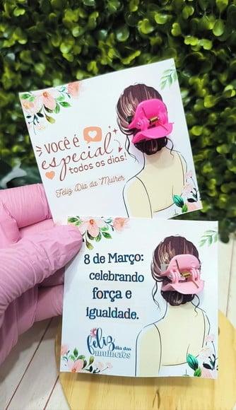 Card com Prendedor de Cabelo- Dia da Mulher