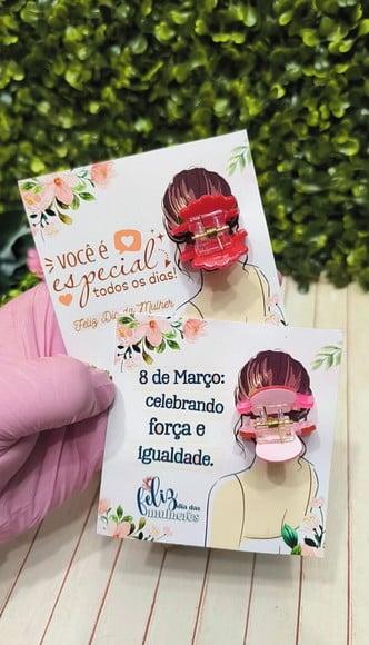 Card com Prendedor de Cabelo- Dia da Mulher