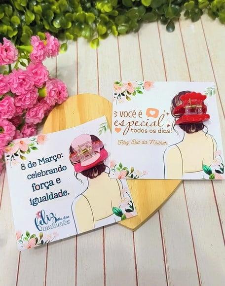 Card com Prendedor de Cabelo- Dia da Mulher