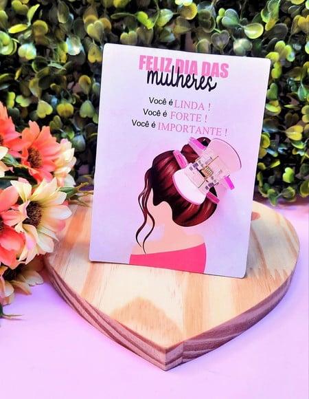 Card com Prendedor de Cabelo- Dia da Mulher