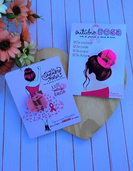 Card com Prendedor de Cabelo- Outubro Rosa