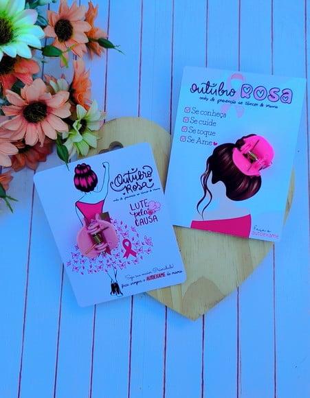 Card com Prendedor de Cabelo- Outubro Rosa