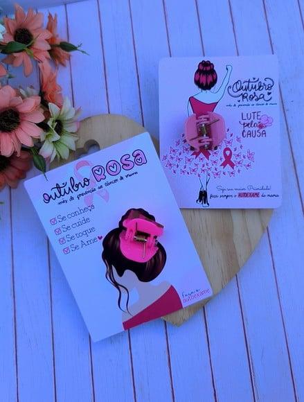 Card com Prendedor de Cabelo- Outubro Rosa