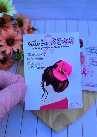 Card com Prendedor de Cabelo- Outubro Rosa