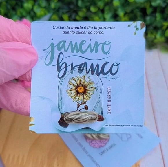 Card com Semente de Girassol- Janeiro Branco