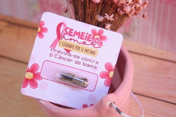 Card com Semente de Girassol- Outubro Rosa