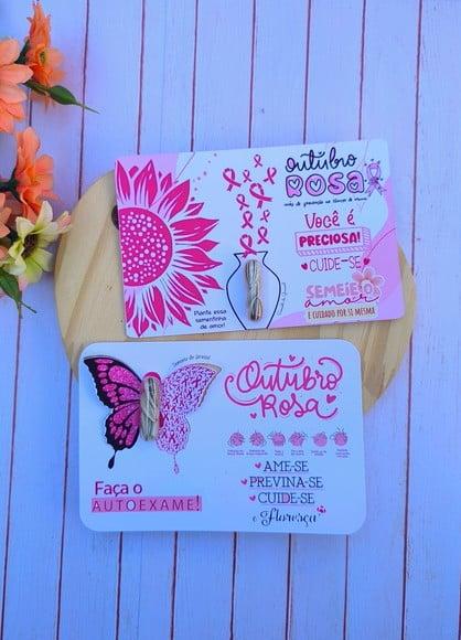 Card com Semente de Girassol- Outubro Rosa