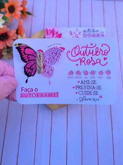 Card com Semente de Girassol- Outubro Rosa