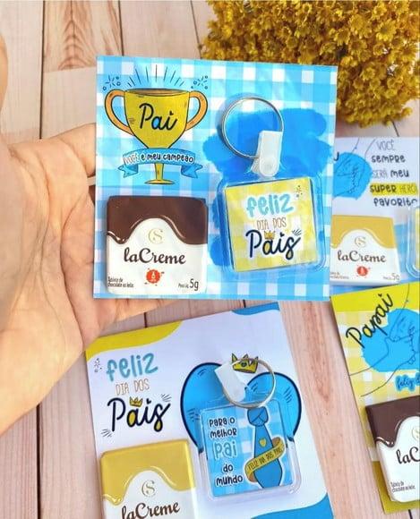 Card com Tablete Cacau Show 5g e Chaveiro- Dia dos Pais
