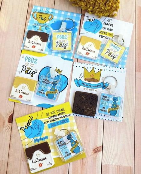 Card com Tablete Cacau Show 5g e Chaveiro- Dia dos Pais