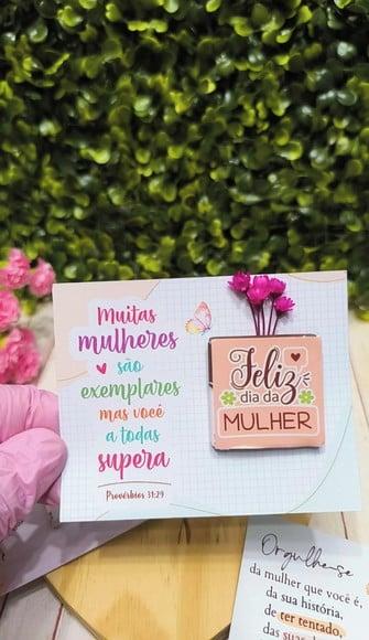 Card com Tablete Cacau Show 5g e Florzinha- Dia da Mulher
